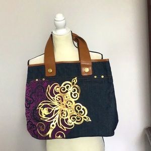 Adorable dark-color denim w/ leather strap purse💟NWOT💟